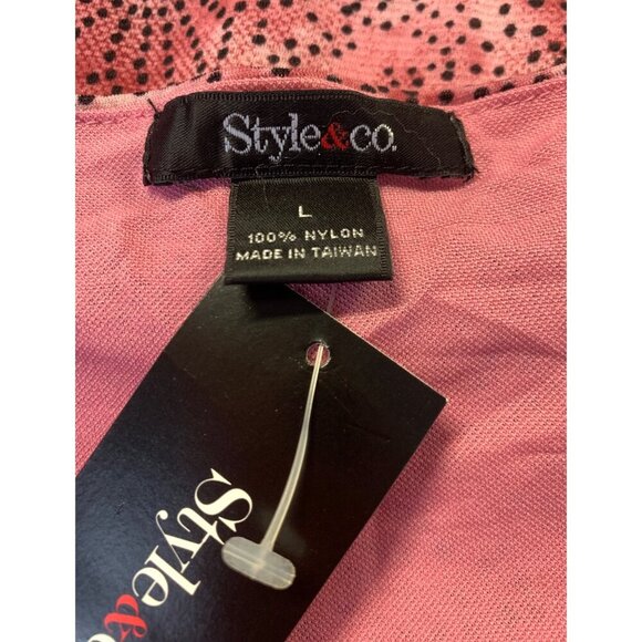 Style & Co Women Top Blouse Size Large L Sleeveless Pink Black V-Neck NWT New - Picture 6 of 8
